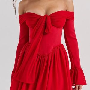 Y2K Tie Front Strapless Corset Mini Dress for Summer Party Vibes