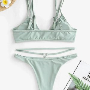 Y2K Triangle Cut Out Bikini Set for Trendy Summer Beach Vibes