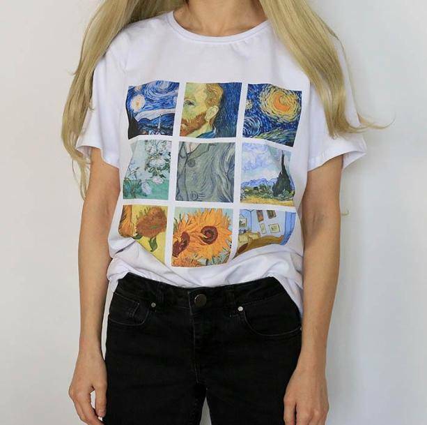 Y2K Van Gogh Graphic Tee - Retro 90s Style Summer Outfit Essential