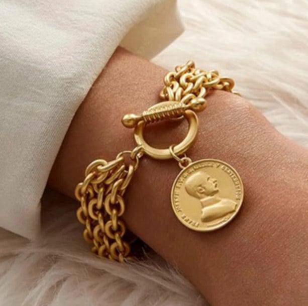 Y2K Vintage Coin Bracelet: Retro Accessory for Y2K Summer Outfits