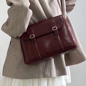 Y2K Vintage Faux Leather Messenger Bag for Retro Style Lovers