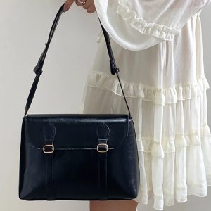 Y2K Vintage Faux Leather Messenger Bag for Retro Style Lovers