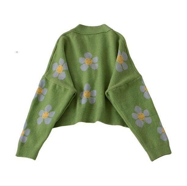 Y2K Vintage Floral Sweater - Retro 90s Grunge Style for Summer Outfits