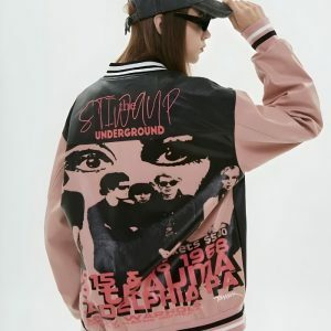 Y2K Vintage Grunge 1968 Varsity Jacket for Retro Summer Outfits