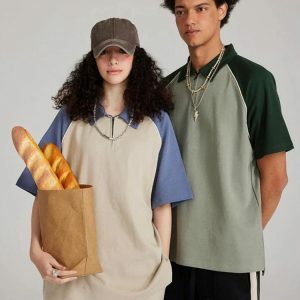 Y2K Vintage Half Zip-Up Polo Tee: Retro Style for Summer Outfits