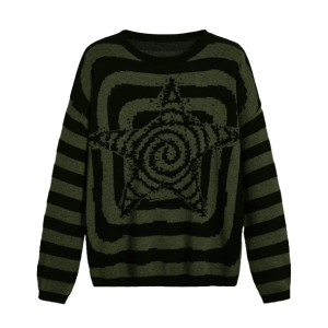 Y2K Vintage Star Sweater: Retro 90s Grunge Style for Trendy Outfits