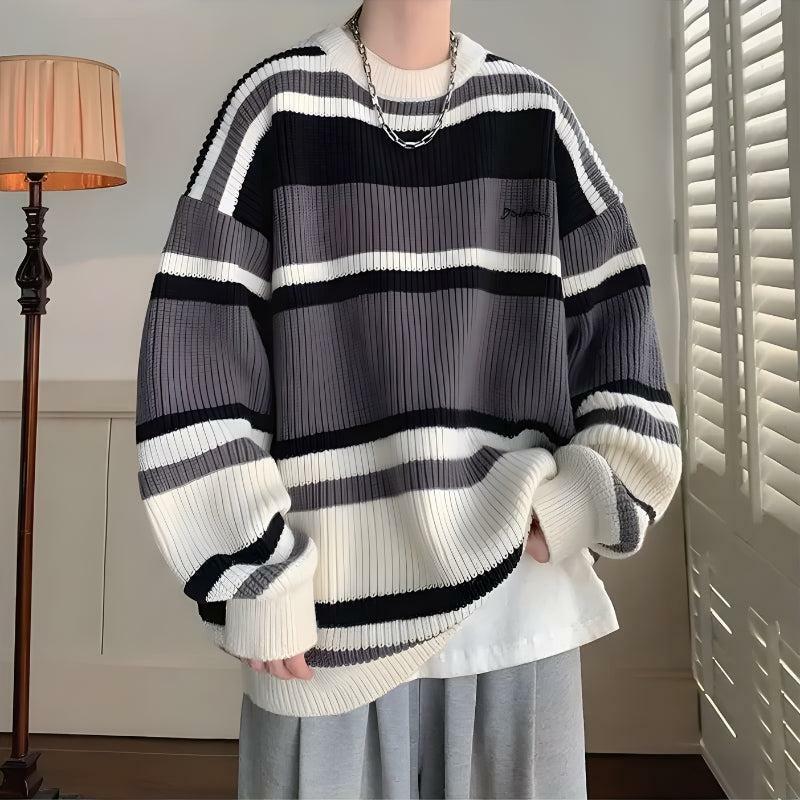 Y2K Vintage Striped Knitted Sweater - Retro 90s Grunge Style Top