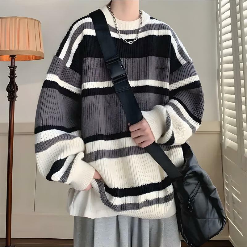 Y2K Vintage Striped Knitted Sweater - Retro 90s Grunge Style Top