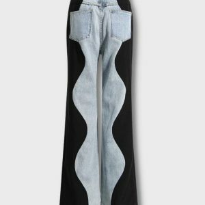 Y2K Wave Panel Jeans: Trendy Retro Style for Summer Y2K Outfits