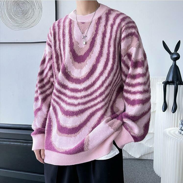 Y2K Wavy Striped Knitted Sweater - Retro 90s Fashion Essential