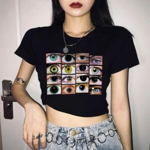 Y2K Weirdcore Crop Top: Retro Grunge Style for Summer Outfits