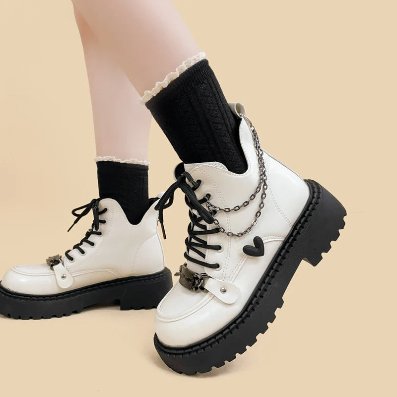 Y2K White Platform Boots for Retro Summer Outfits & Grunge Styles