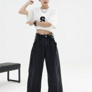 Y2K Wide Leg Baggy Jeans: Retro 90s Fashion for Effortless Summer Style