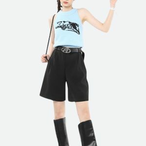 Y2K Wide Leg Pleated Shorts for Trendy Summer Outfits and Grunge Vibes