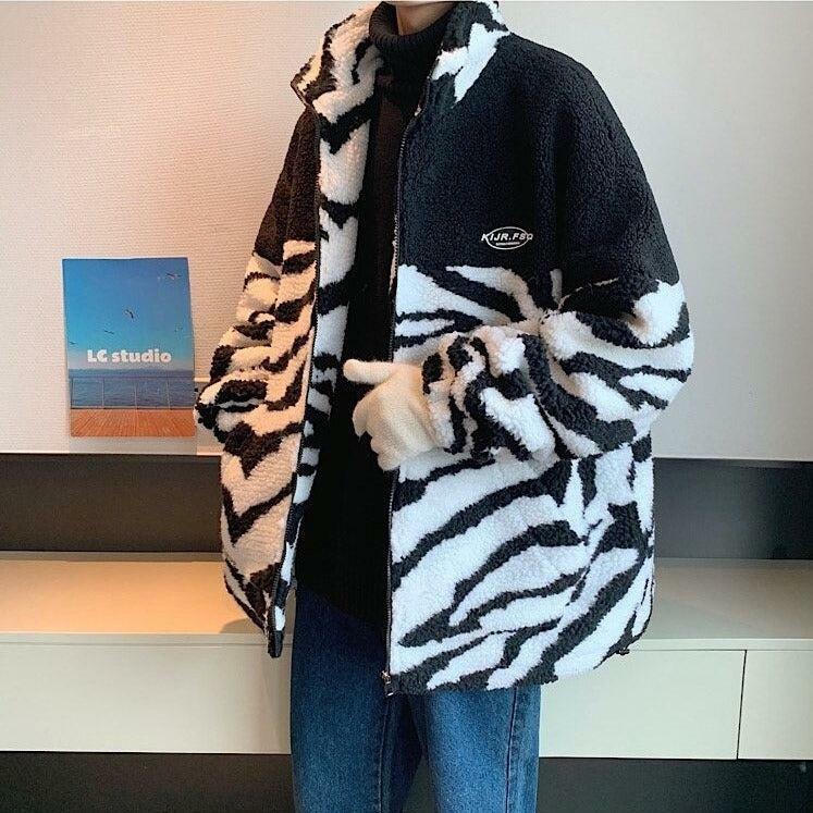 Y2K Zebra Print Zip-Up Jacket for Trendy Summer Outfits